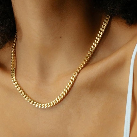 no name Jewelry - Chunky Necklace for Women/Men Trendy Dainty Gold Tone Cuban Link Chain Necklace